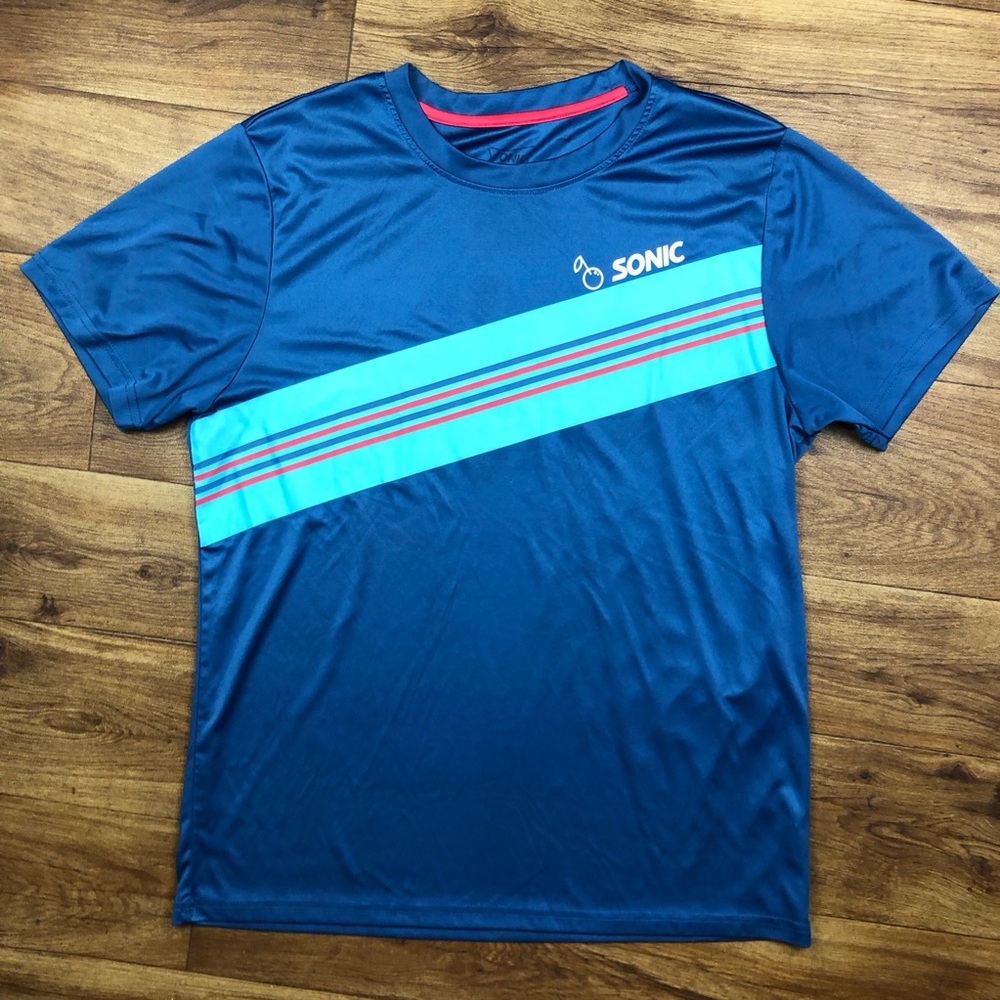Sonic Blue Striped Work T Shirt